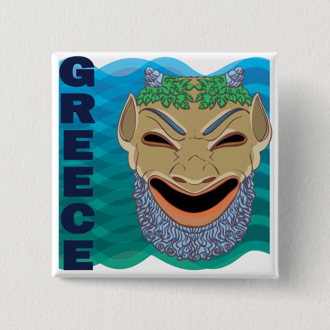 Griechische Theater MASKE Button (Vorderseite)