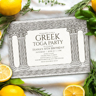Griechische Toga-Geburtstags-Einladung mit Säulen Einladung