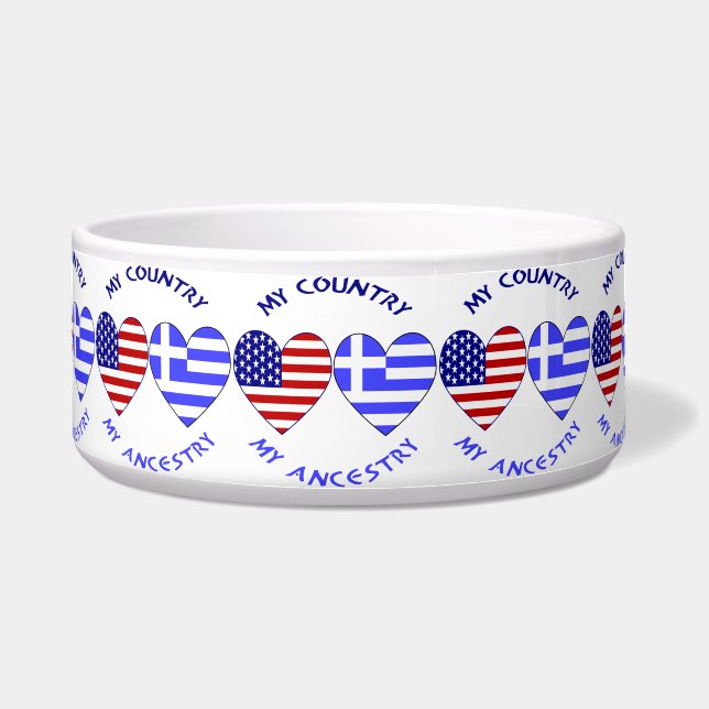 Griechische USA Herzenflagge Mein Land Meine Herku Napf (Vorderseite)