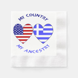 Griechische USA-Herzflagge Mein Land Meine Abstamm Serviette