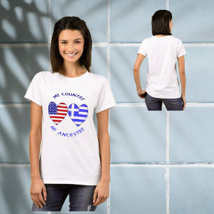 Griechische USA-Herzflagge Mein Land Meine Abstamm T-Shirt