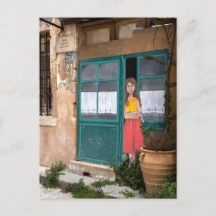 Griechische Village Street Art Postcard Postkarte