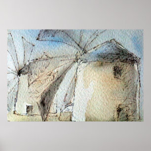 Griechische Windmühlen Poster