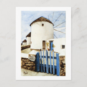 Griechische Windmühlen Postkarte