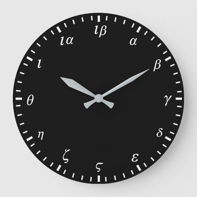 Griechische Zahlen Schwarz Große Wanduhr (Vorderseite)