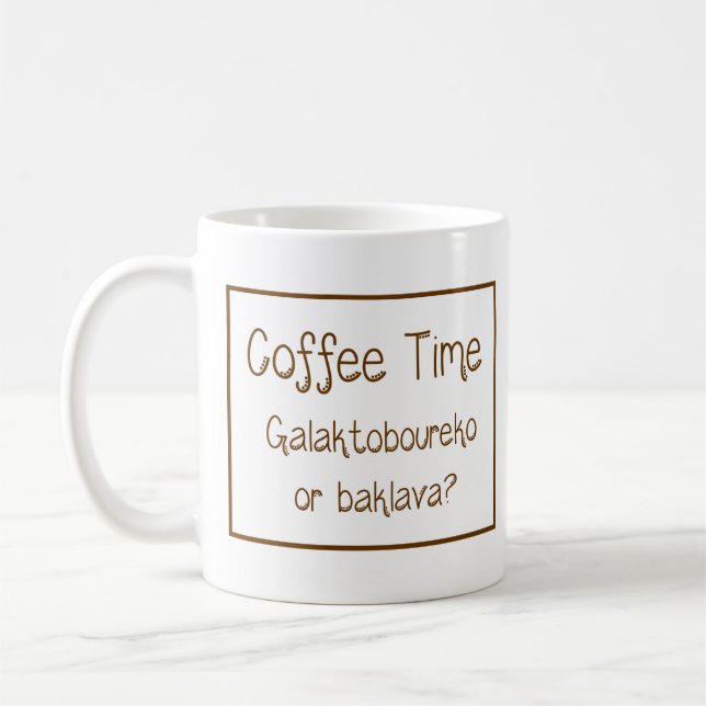 Griechischer Becher mit Spruch Kaffeetasse (Links)