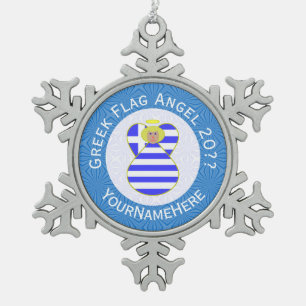 Griechischer Blonder Engel Chanukka-Flagge Persona Schneeflocken Zinn-Ornament