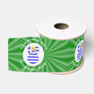 Griechischer blonder Engel Flagge Weihnachten Pers Ripsband