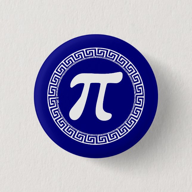 Griechischer Buchstabe "Pi" (3.14) in einem Zwisch Button (Vorderseite)