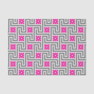Griechischer Deco-Schlüssel, Grau und Fuchsia-Rosa Seidenpapier
