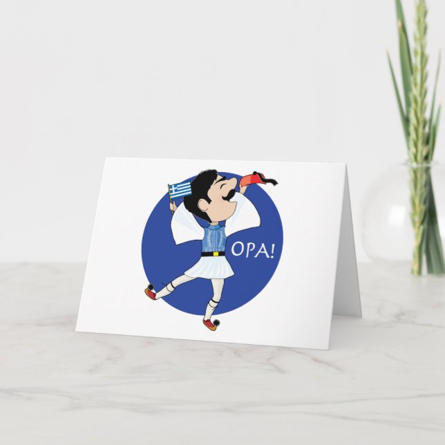 Griechischer Evzone tanzt mit Flag OPA! Karte (Vorderseite)