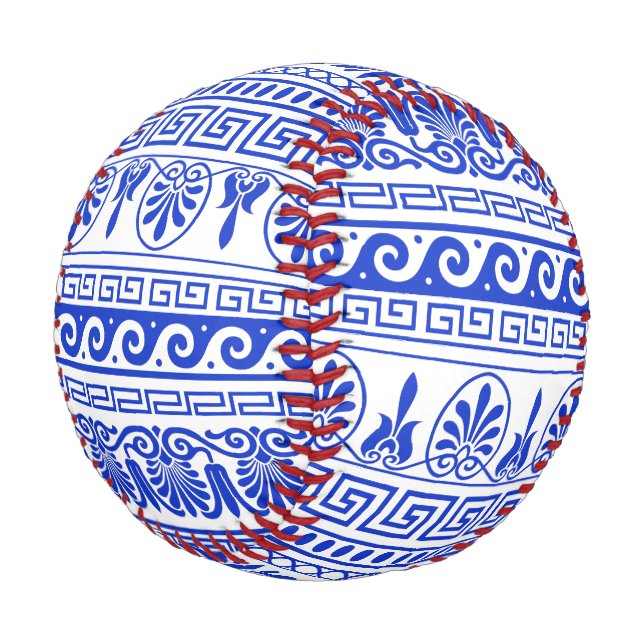 Griechischer Fret, Mittelmeer-Muster, Blau Baseball (Schrägansicht)