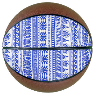 Griechischer Fret, Mittelmeer-Muster, Blau Basketball