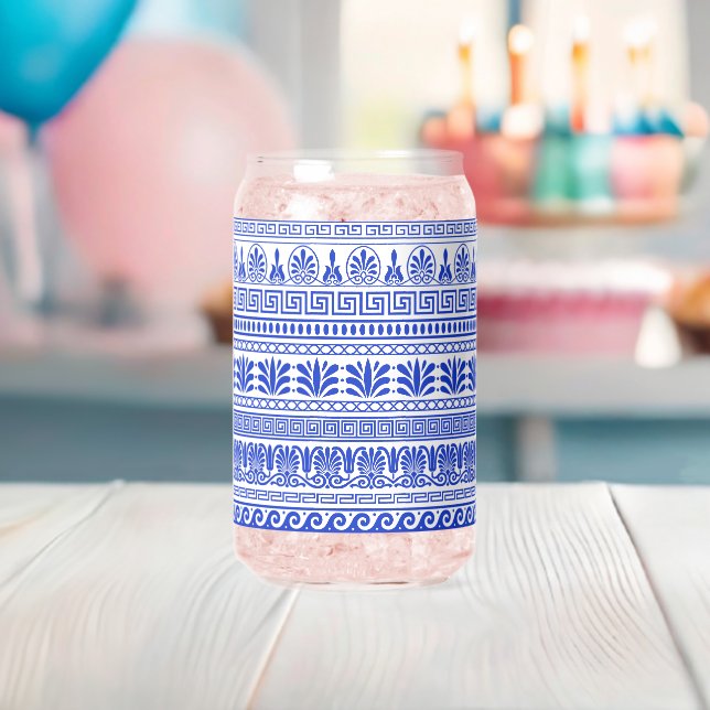 Griechischer Fret, Mittelmeer-Muster, Blau Dosenglas (Insitu (Baby Party))