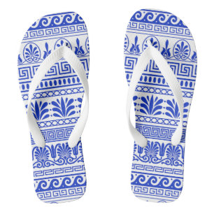 Griechischer Fret, Mittelmeer-Muster, Blau Flip Flops