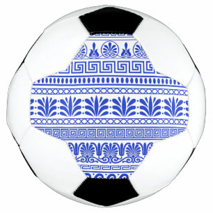 Griechischer Fret, Mittelmeer-Muster, Blau Fußball