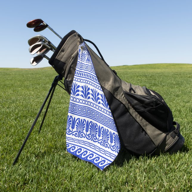 Griechischer Fret, Mittelmeer-Muster, Blau Golfhandtuch (Gras)