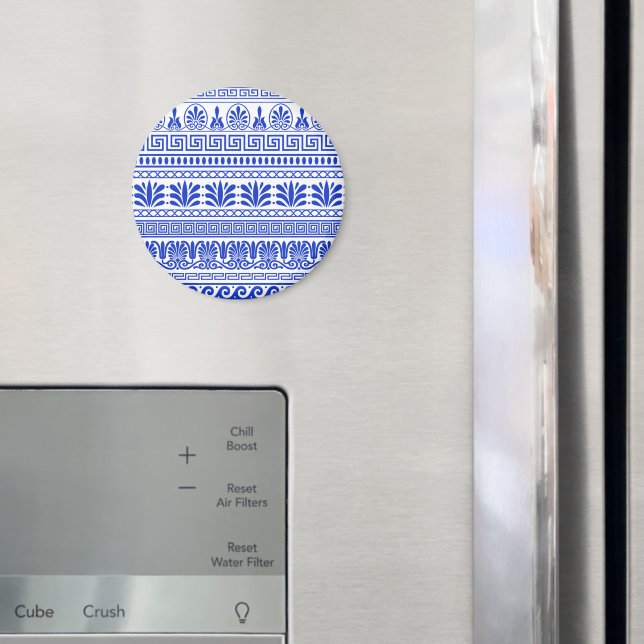 Griechischer Fret, Mittelmeer-Muster, Blau Magnet (In Situ (Kühlschrank))