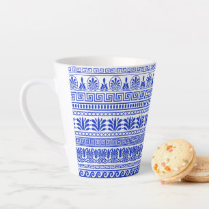 Griechischer Fret, Mittelmeer-Muster, Blau Milchtasse