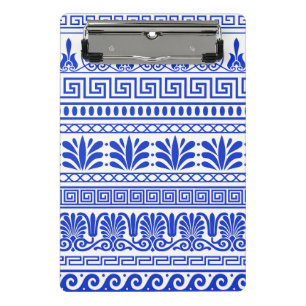 Griechischer Fret, Mittelmeer-Muster, Blau Mini Klemmbrett