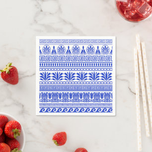 Griechischer Fret, Mittelmeer-Muster, Blau Serviette