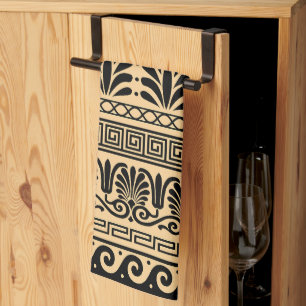 Griechischer Fret, Mittelmeer-Muster, braun Geschirrtuch