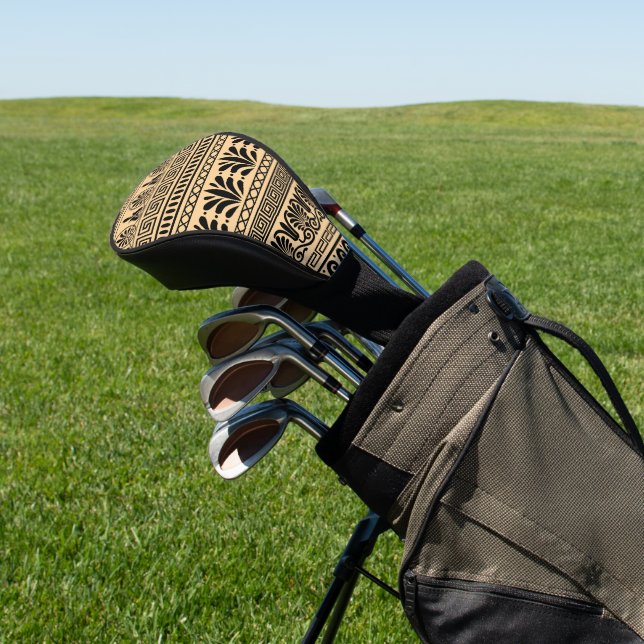 Griechischer Fret, Mittelmeer-Muster, braun Golf Headcover (In SItu)