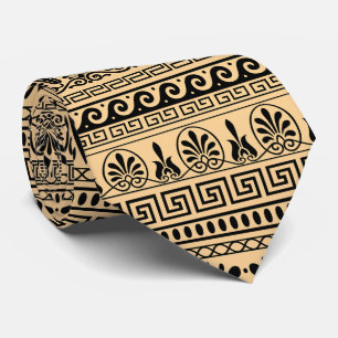 Griechischer Fret, Mittelmeer-Muster, braun Krawatte