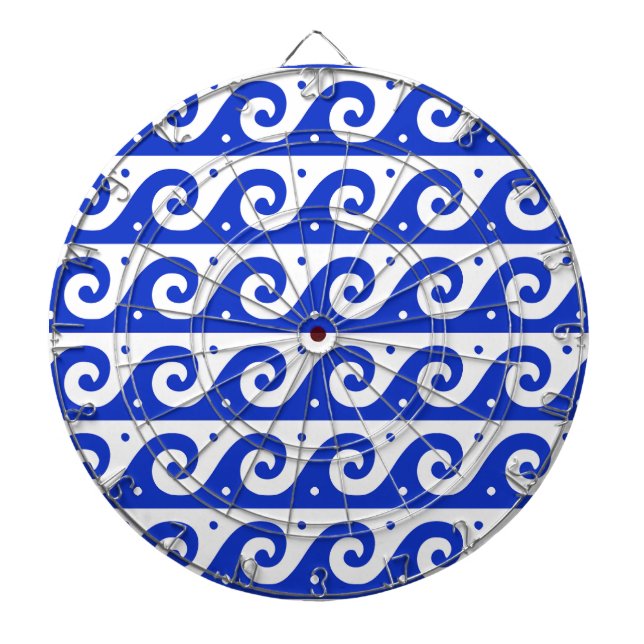Griechischer Fret, Mittelmeer-Wellenmuster, Blau Dartscheibe (vorne)