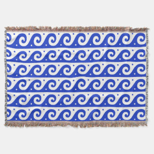 Griechischer Fret, Mittelmeer-Wellenmuster, Blau Decke