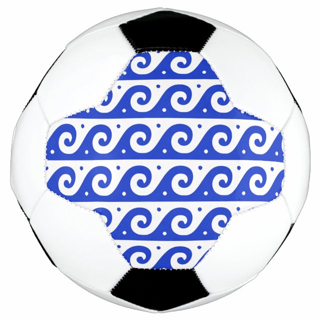 Griechischer Fret, Mittelmeer-Wellenmuster, Blau Fußball (Vorderseite)
