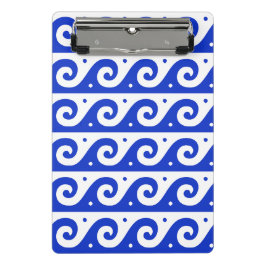 Griechischer Fret, Mittelmeer-Wellenmuster, Blau Mini Klemmbrett