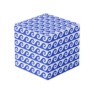 Griechischer Fret, Mittelmeer-Wellenmuster, Blau Würfel