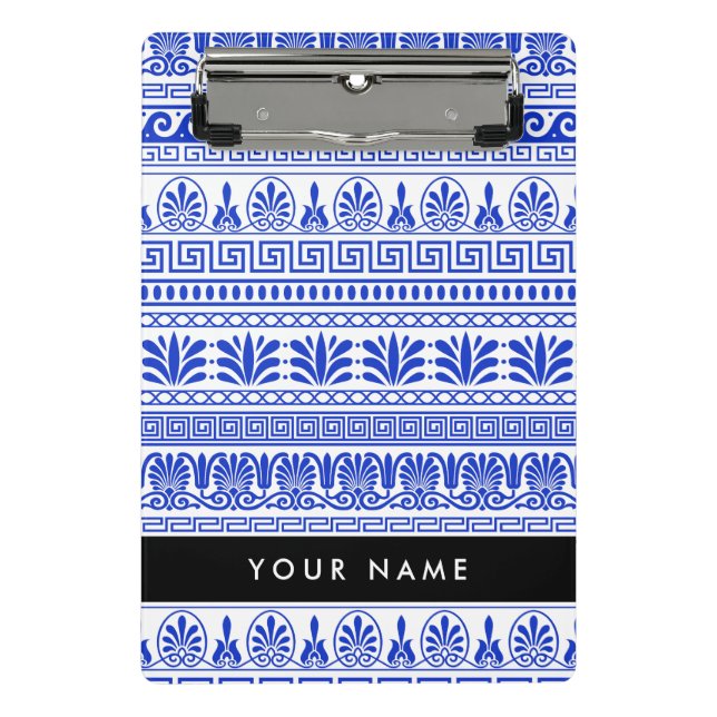 Griechischer Fret, Mixed Meander Key, Blau, Ihr Na Mini Klemmbrett (Vorderseite)