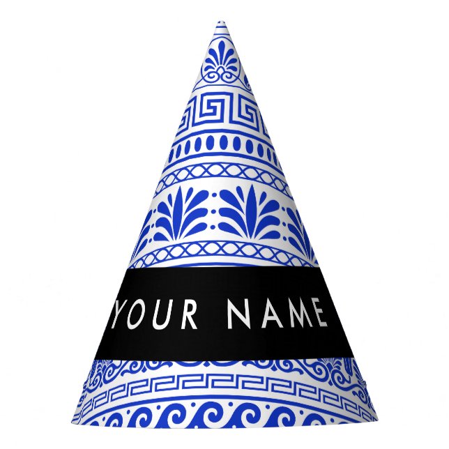 Griechischer Fret, Mixed Meander Key, Blau, Ihr Na Partyhütchen (Vorderseite)