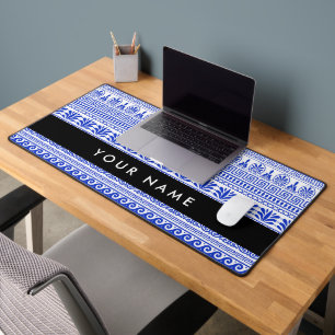 Griechischer Fret, Mixed Meander Key, Blau, Ihr Na Schreibtischunterlage