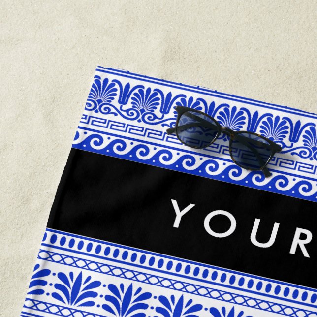 Griechischer Fret, Mixed Meander Key, Blau, Ihr Na Strandtuch (Beispiel)