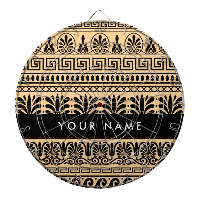 Griechischer Fret, Mixed Meander Key, Braun, Ihr N Dartscheibe (vorne)