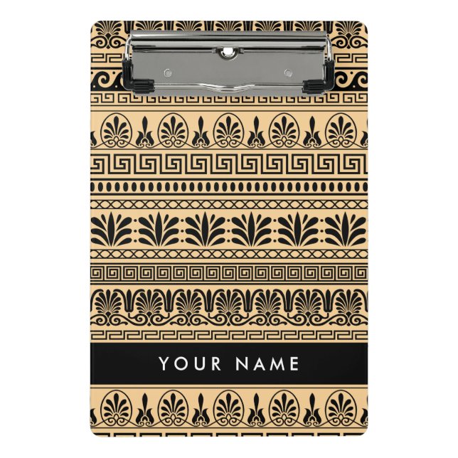 Griechischer Fret, Mixed Meander Key, Braun, Ihr N Mini Klemmbrett (Vorderseite)