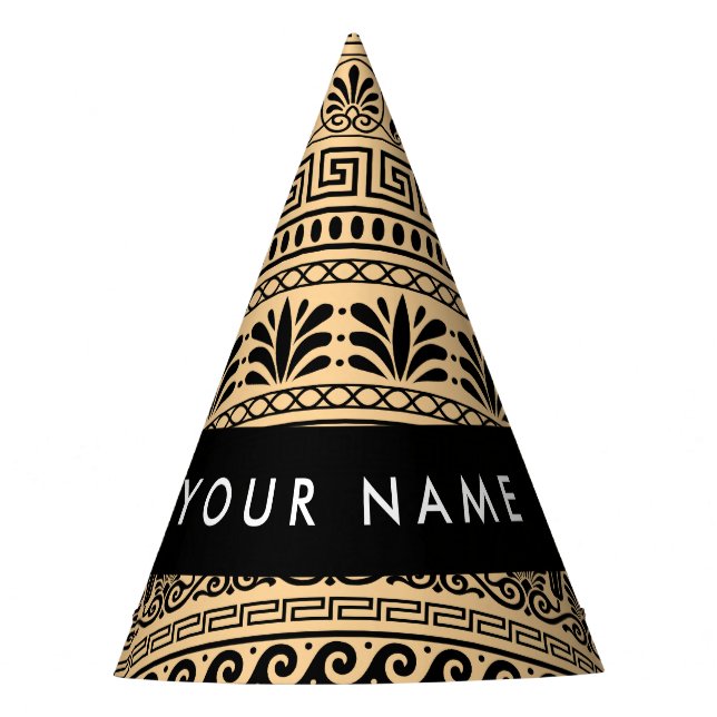 Griechischer Fret, Mixed Meander Key, Braun, Ihr N Partyhütchen (Vorderseite)