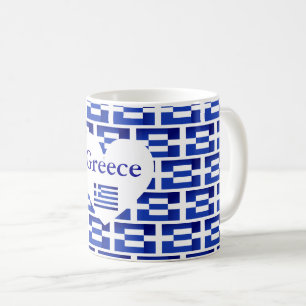 Griechischer geometrischer Entwurf der Flagge Kaffeetasse