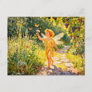 Griechischer Gott Eros im Garten Postkarte