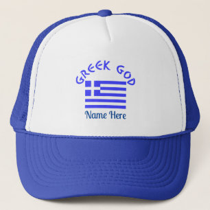 Griechischer Gott und Flagge von Griechenland Pers Truckerkappe