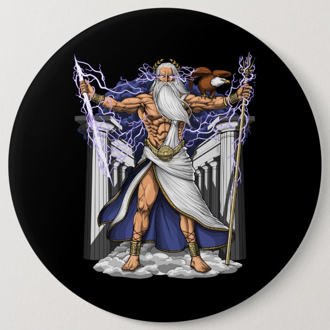 Griechischer Gott Zeus Button (Vorderseite)