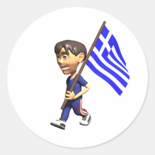 Griechischer Junge Runder Aufkleber