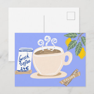 Griechischer Kaffee und Zitronenzweig Mittelmeer D Postkarte