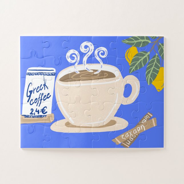 Griechischer Kaffee & Zitronenzweig Mittelmeer Pos Puzzle (Horizontal)