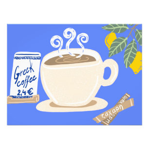 Griechischer Kaffee & Zitronenzweig Mittelmeerplak Fotodruck