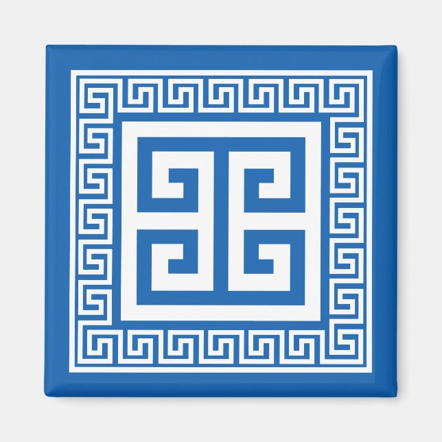 Griechischer Key White and Blue Magnet (Vorne)