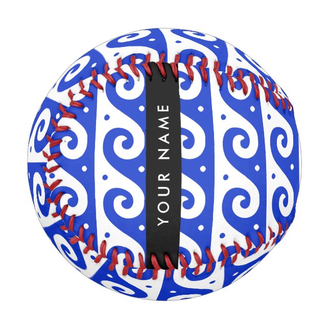 Griechischer Masander-Schlüssel, Wave Key, Blau, I Baseball (Vorderseite Links)